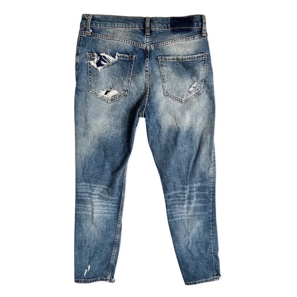 Zara Distressed Mid Rise Premium Boyfriend Jeans - Picture 6 of 7